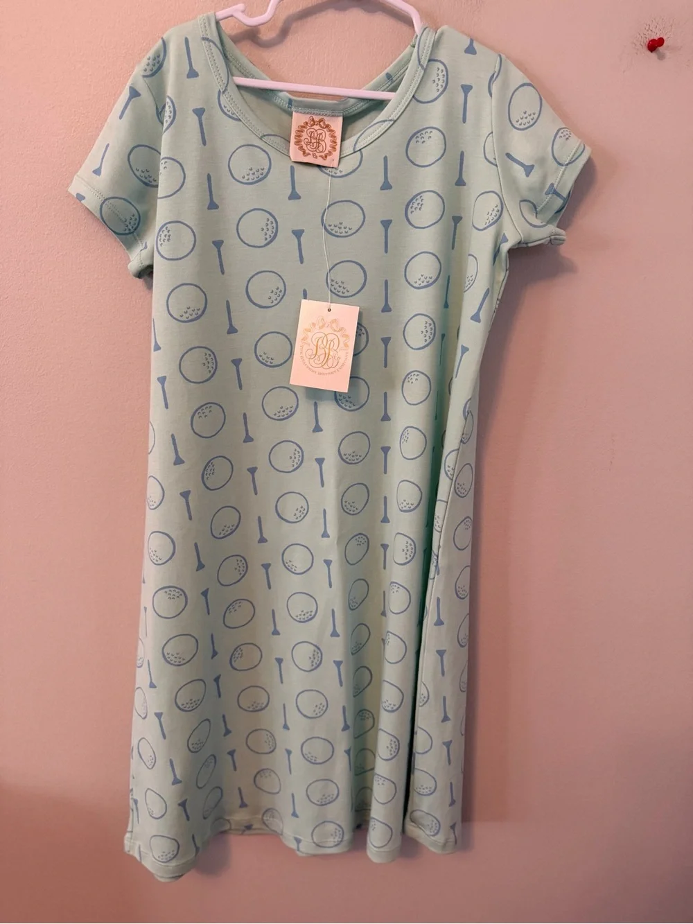 The Beaufort Bonnet Company Light Mint Green Tee Dress with Golf Motif